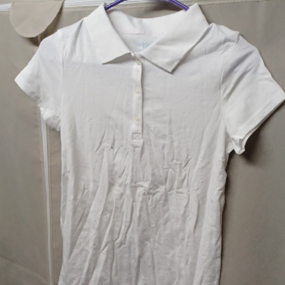 Girl's White Polo Shirt (Set Of 2)